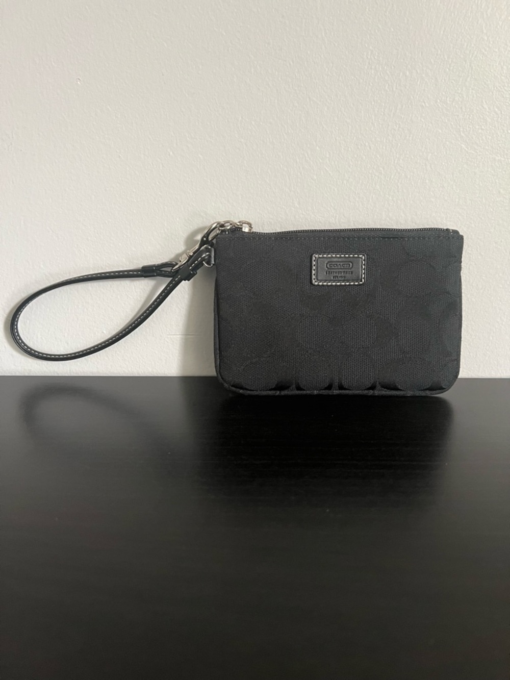 NWOT Coach Black Signature Canvas Wristlet - Mini